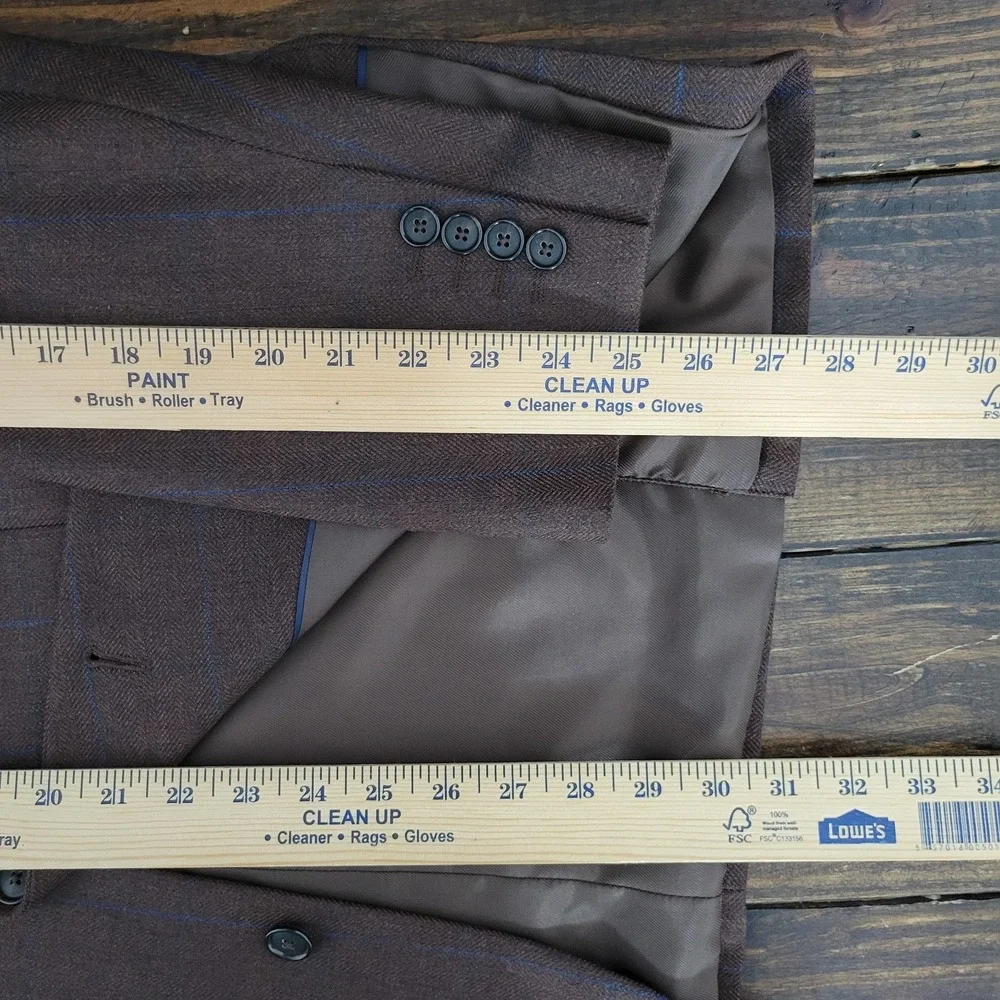 Stafford Men's Sport Coat Blazer Two Button Brown‎ Herringbone Plaid Classic 42R